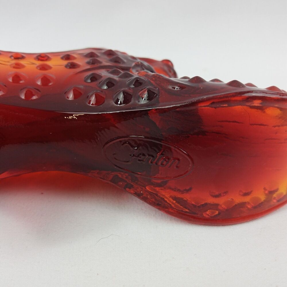 Vintage Red Amberina Fenton Hobnail Glass Slipper Shoe Figurine - Picture 6 of 8
